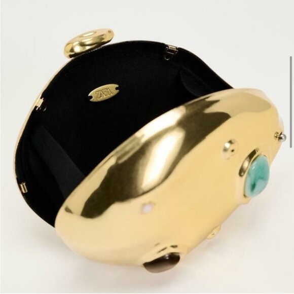 ZARA METALLIC MINAUDIÈRE BAG GOLDEN - Picture 2 of 6